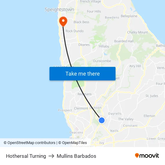 Hothersal Turning to Mullins Barbados map