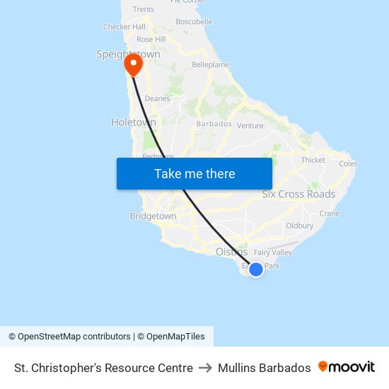 St. Christopher's Resource Centre to Mullins Barbados map