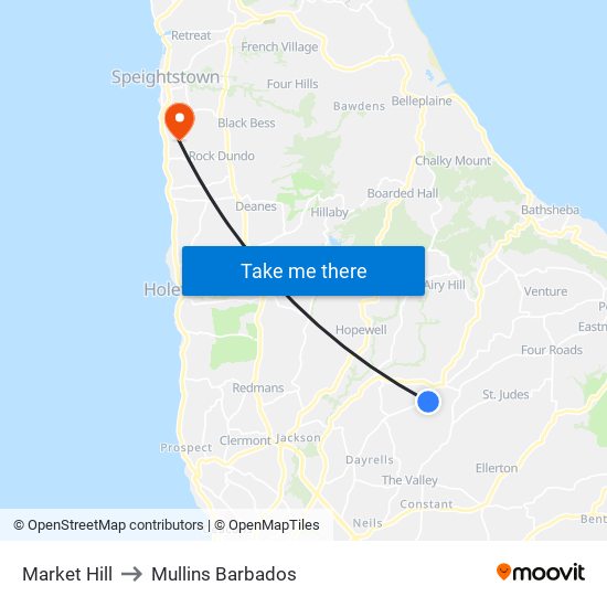 Market Hill to Mullins Barbados map