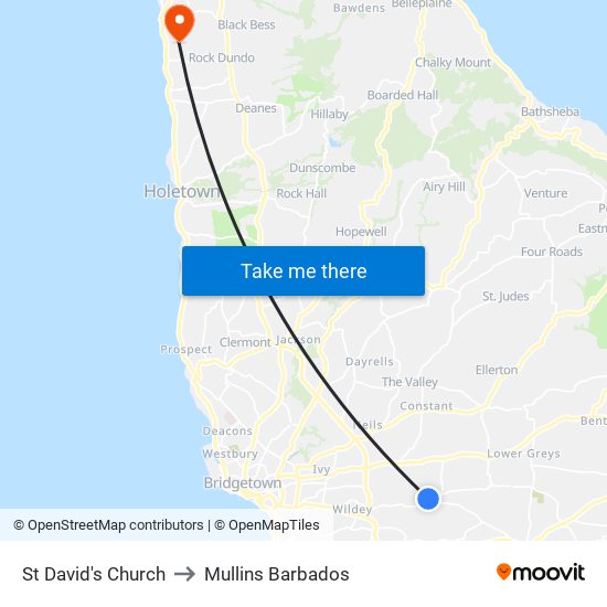 St David's Church to Mullins Barbados map