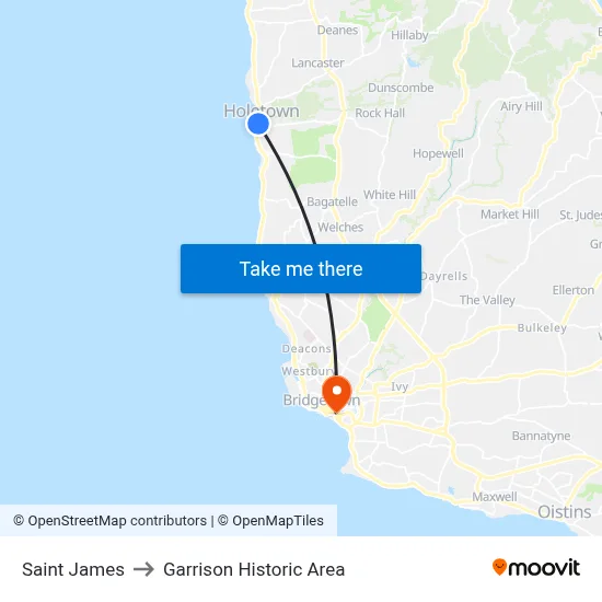 Saint James to Garrison Historic Area map