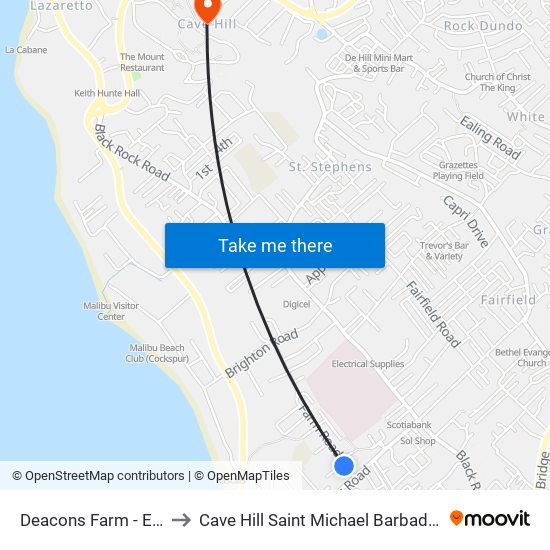 Deacons Farm - Ent to Cave Hill Saint Michael Barbados map