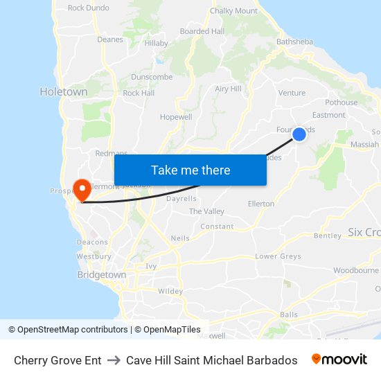Cherry Grove Ent to Cave Hill Saint Michael Barbados map