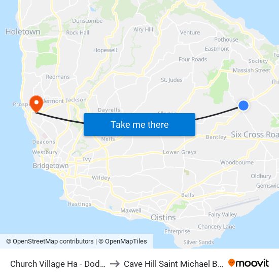 Church Village Ha - Dodds Land to Cave Hill Saint Michael Barbados map