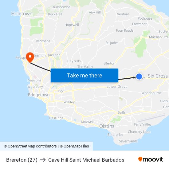 Brereton (27) to Cave Hill Saint Michael Barbados map