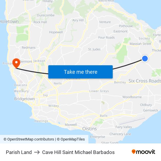 Parish Land to Cave Hill Saint Michael Barbados map