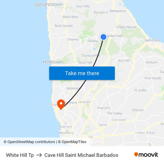White Hill Tp to Cave Hill Saint Michael Barbados map
