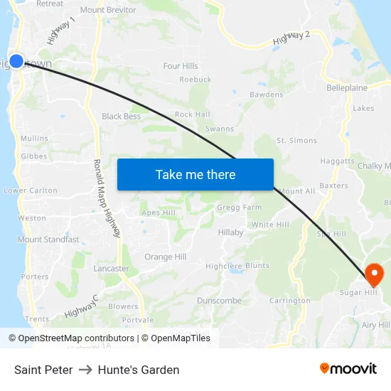 Saint Peter to Hunte's Garden map