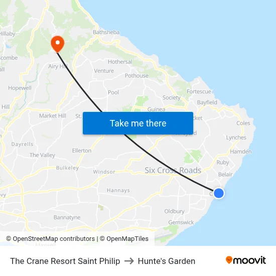 The Crane Resort Saint Philip to Hunte's Garden map