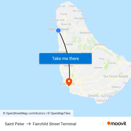 Saint Peter to Fairchild Street Terminal map