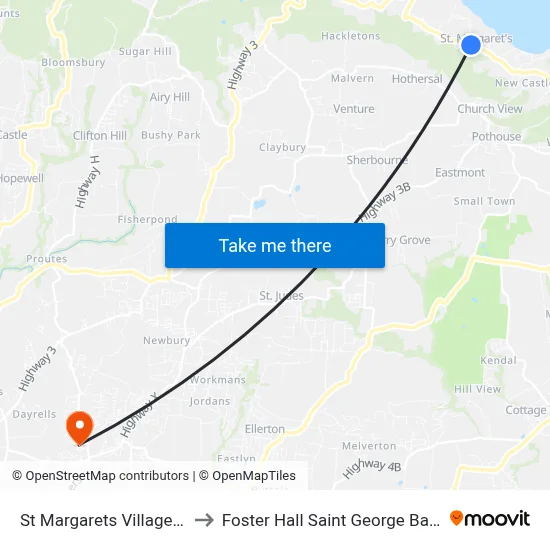 St Margarets Village (Sch) to Foster Hall Saint George Barbados map
