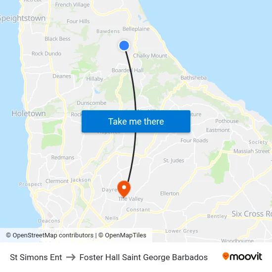 St Simons Ent to Foster Hall Saint George Barbados map