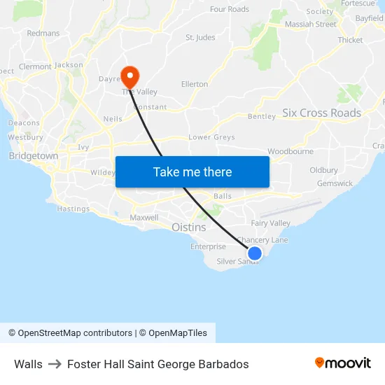 Walls to Foster Hall Saint George Barbados map