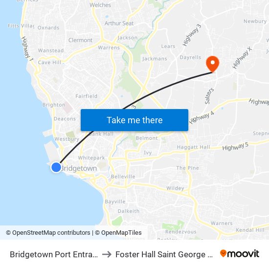 Bridgetown Port Entrance/Exit to Foster Hall Saint George Barbados map