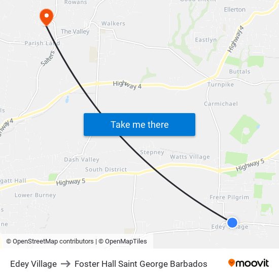Edey Village to Foster Hall Saint George Barbados map