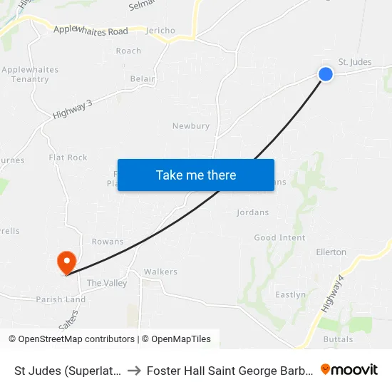 St Judes (Superlative) to Foster Hall Saint George Barbados map