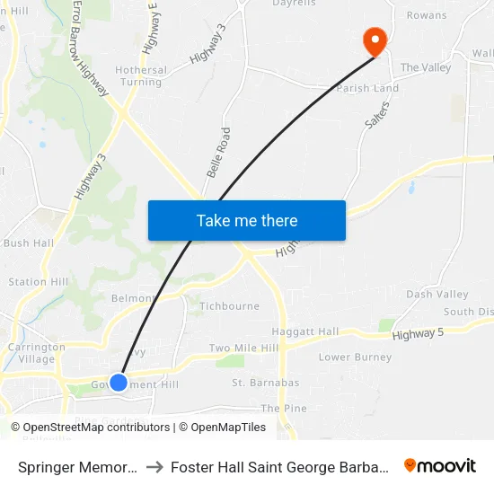 Springer Memorial to Foster Hall Saint George Barbados map