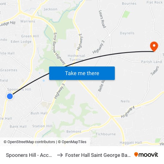 Spooners Hill - Accom Rd to Foster Hall Saint George Barbados map