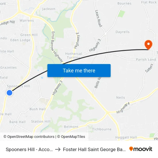 Spooners Hill - Accom Rd to Foster Hall Saint George Barbados map