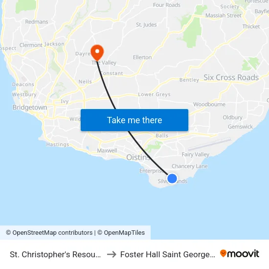 St. Christopher's Resource Centre to Foster Hall Saint George Barbados map