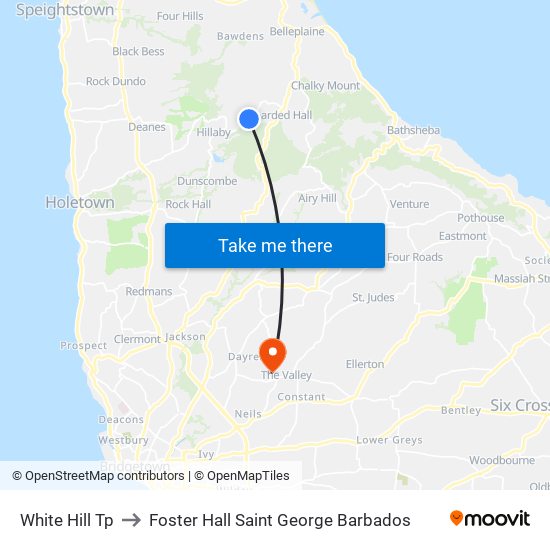White Hill Tp to Foster Hall Saint George Barbados map
