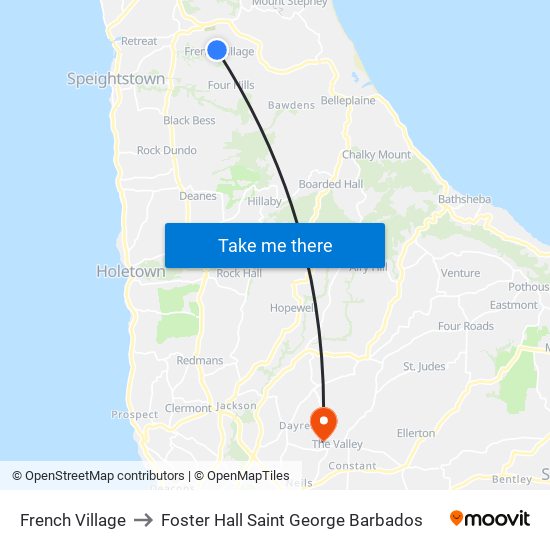 French Village to Foster Hall Saint George Barbados map
