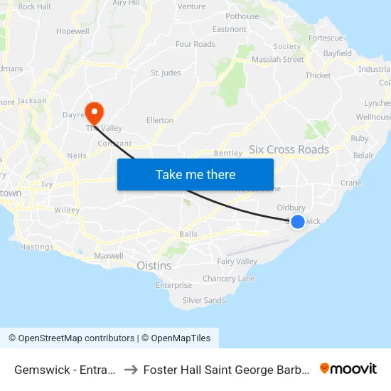 Gemswick - Entrance to Foster Hall Saint George Barbados map