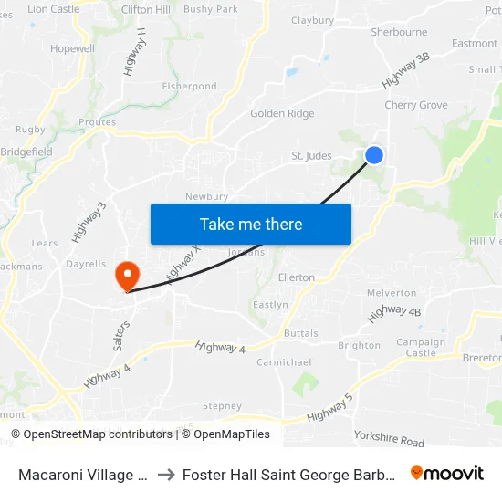 Macaroni Village Ent to Foster Hall Saint George Barbados map