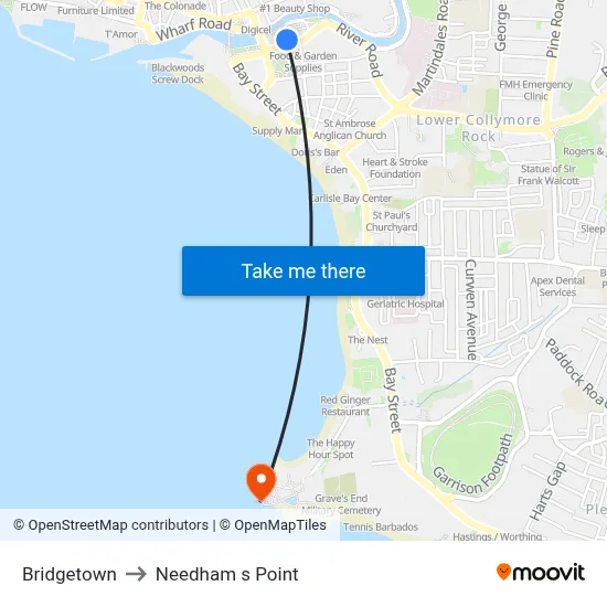 Bridgetown to Needham s Point map