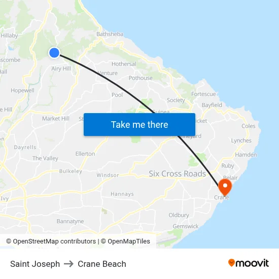 Saint Joseph to Crane Beach map