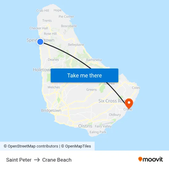 Saint Peter to Crane Beach map