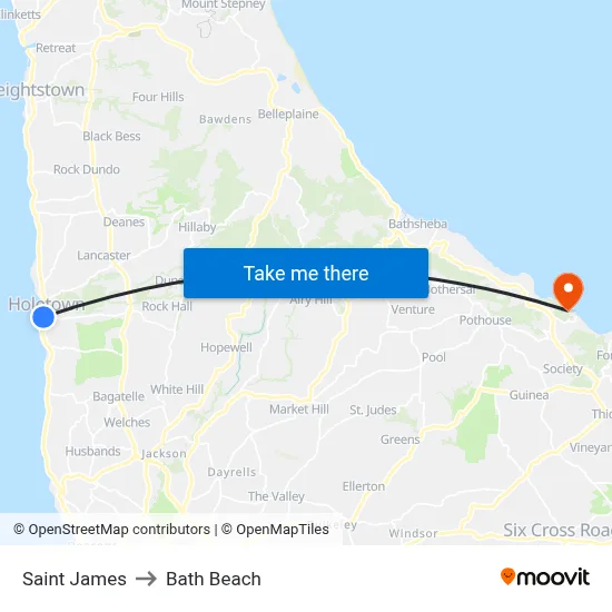 Saint James to Bath Beach map