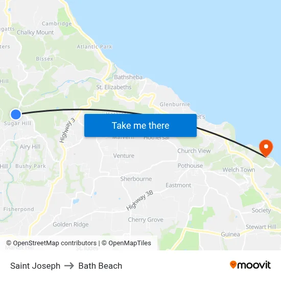 Saint Joseph to Bath Beach map