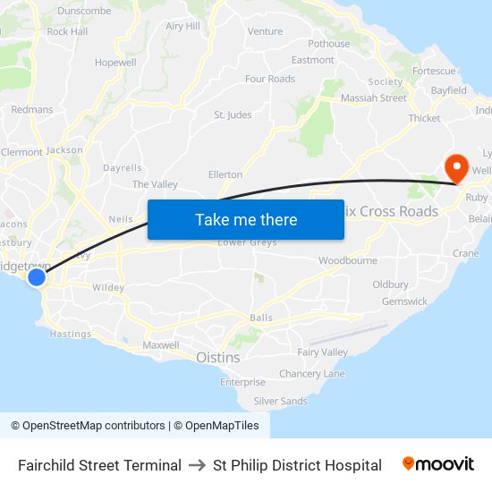 Fairchild Street Terminal to St Philip District Hospital map