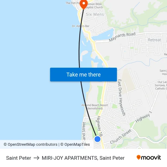 Saint Peter to MIRI-JOY APARTMENTS, Saint Peter map
