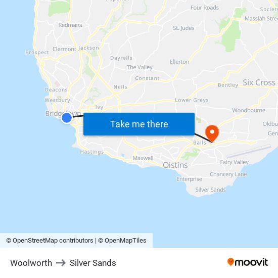 Woolworth to Silver Sands map