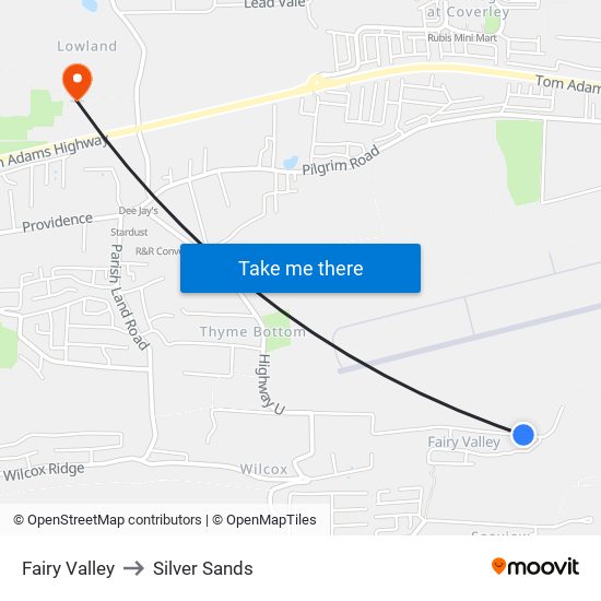 Fairy Valley to Silver Sands map