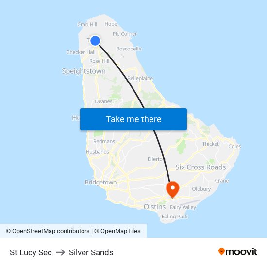 St Lucy Sec to Silver Sands map