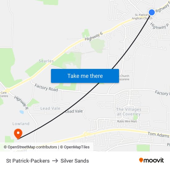 St Patrick-Packers to Silver Sands map