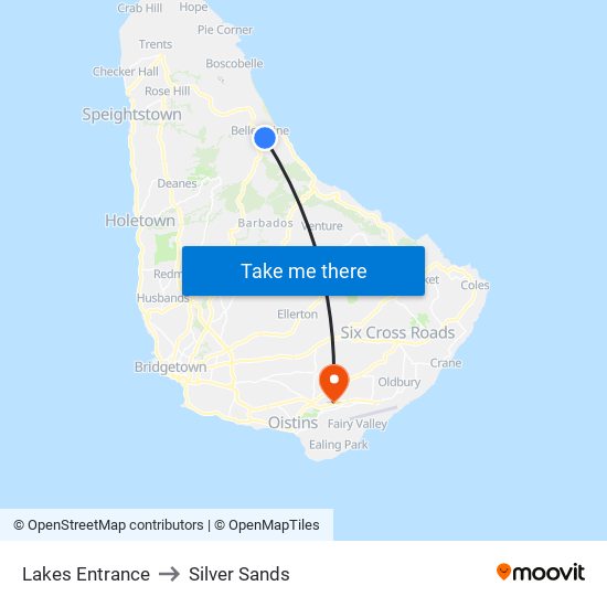 Lakes Entrance to Silver Sands map