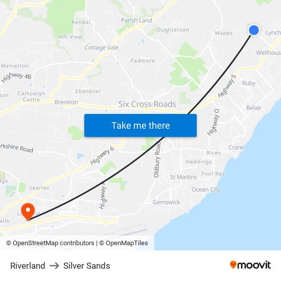 Riverland to Silver Sands map