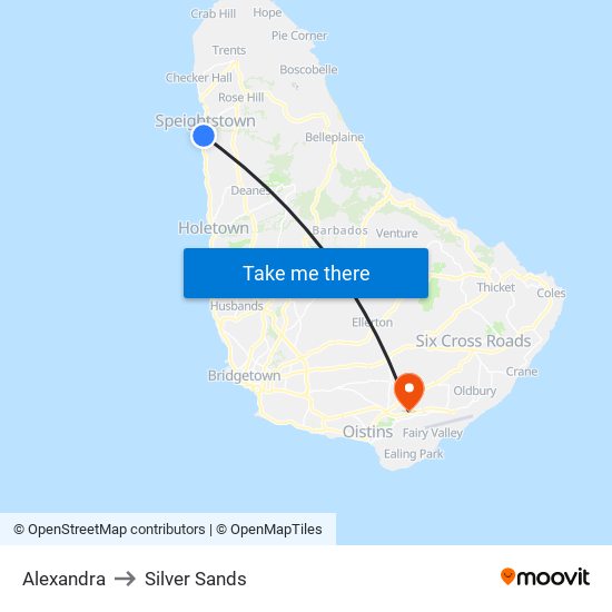 Alexandra to Silver Sands map