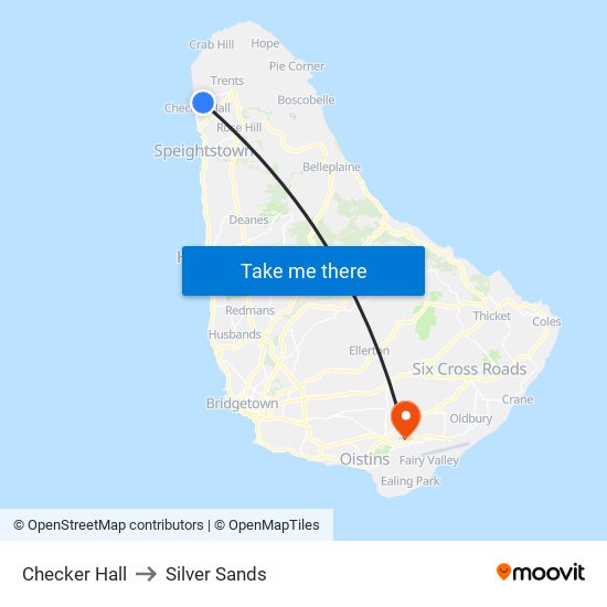 Checker Hall to Silver Sands map