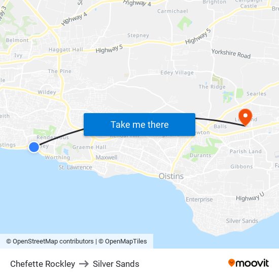 Chefette Rockley to Silver Sands map