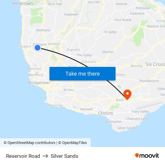 Reservoir Road to Silver Sands map