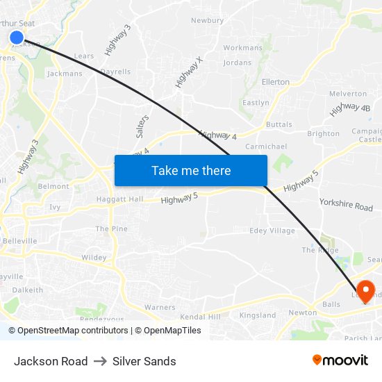 Jackson Road to Silver Sands map