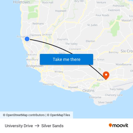 University Drive to Silver Sands map