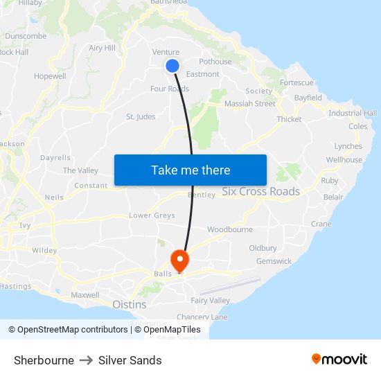 Sherbourne to Silver Sands map