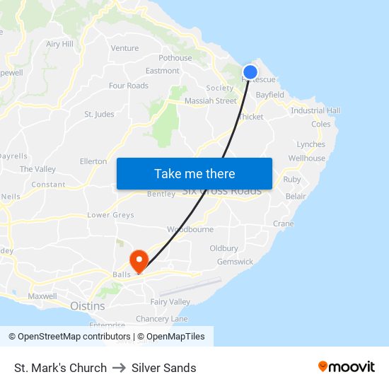 St. Mark's Church to Silver Sands map