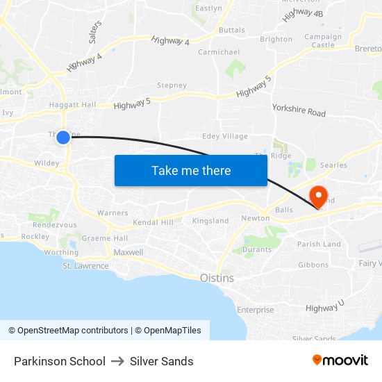 Parkinson School to Silver Sands map